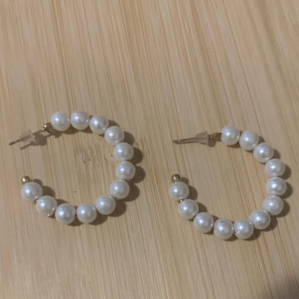 Elegant Pearl Hoop Earrings